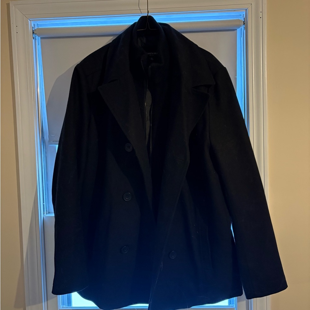 Kenneth Cole Black Quilted Peacoat
